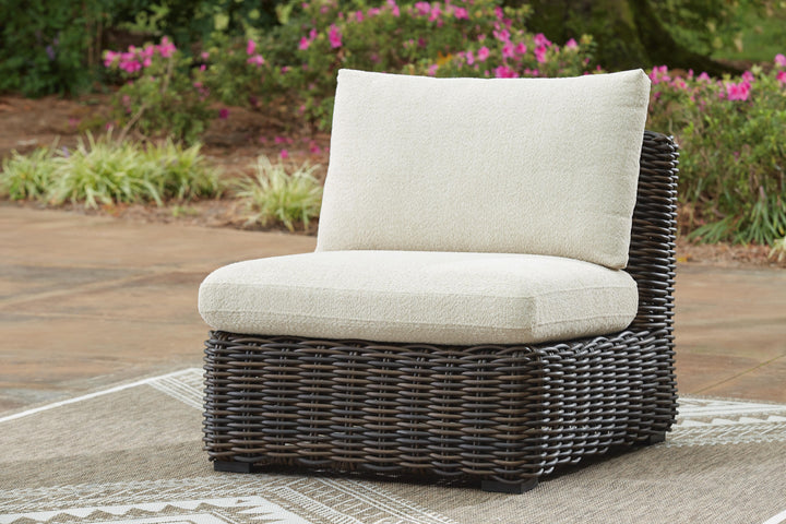 Kimora 3-Piece Outdoor Sectional - Beige/Dark Brown (4)