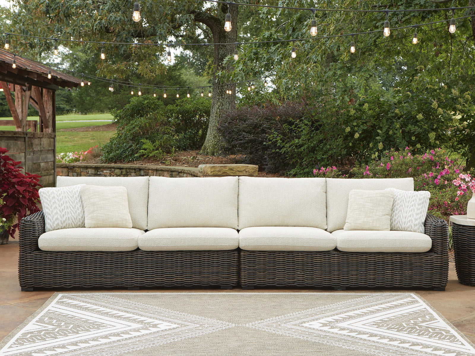 Kimora Outdoor Right and Left-arm Facing Loveseat with Cushion (Set of 2) - Dark Brown (2)