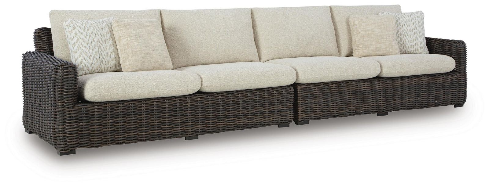 Kimora Outdoor Right and Left-arm Facing Loveseat with Cushion (Set of 2) - Dark Brown (1)