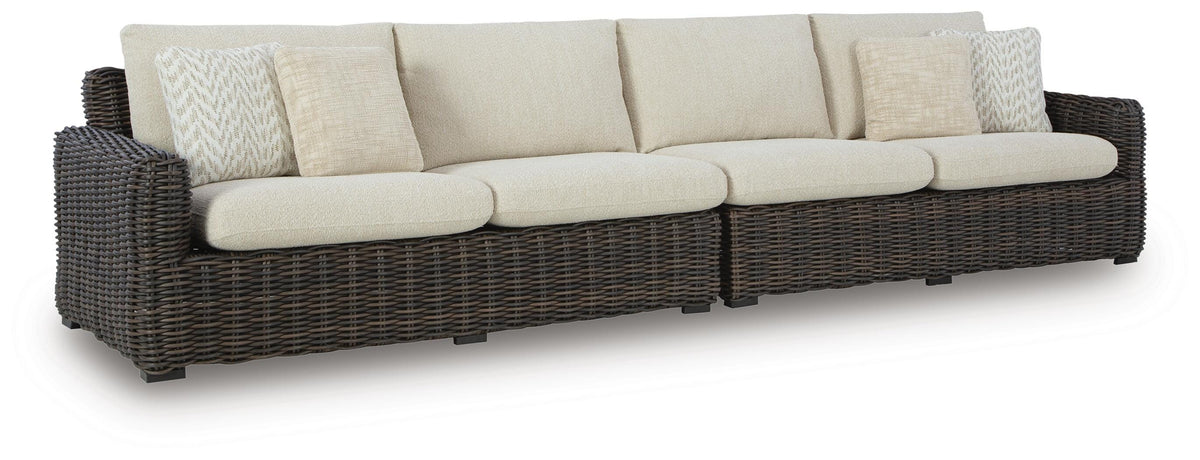 Kimora Outdoor Right and Left-arm Facing Loveseat with Cushion (Set of 2) - Dark Brown (1)