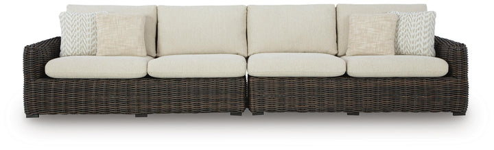 Kimora Outdoor Right and Left-arm Facing Loveseat with Cushion (Set of 2) - Dark Brown (3)