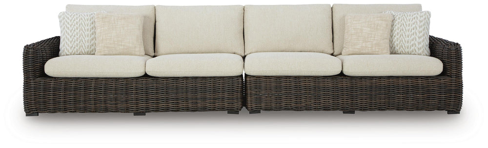 Kimora Outdoor Right and Left-arm Facing Loveseat with Cushion (Set of 2) - Dark Brown (3)