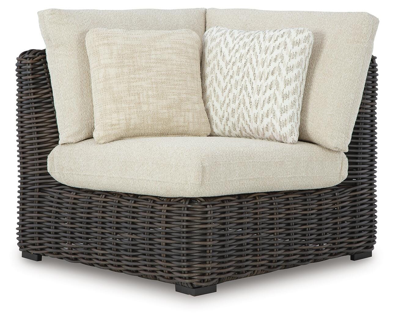 Kimora Outdoor Corner Chair with Cushion - Dark Brown (1)