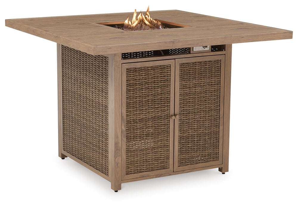 Walton Bridge Outdoor Bar Table with Fire Pit - Light Brown (3)