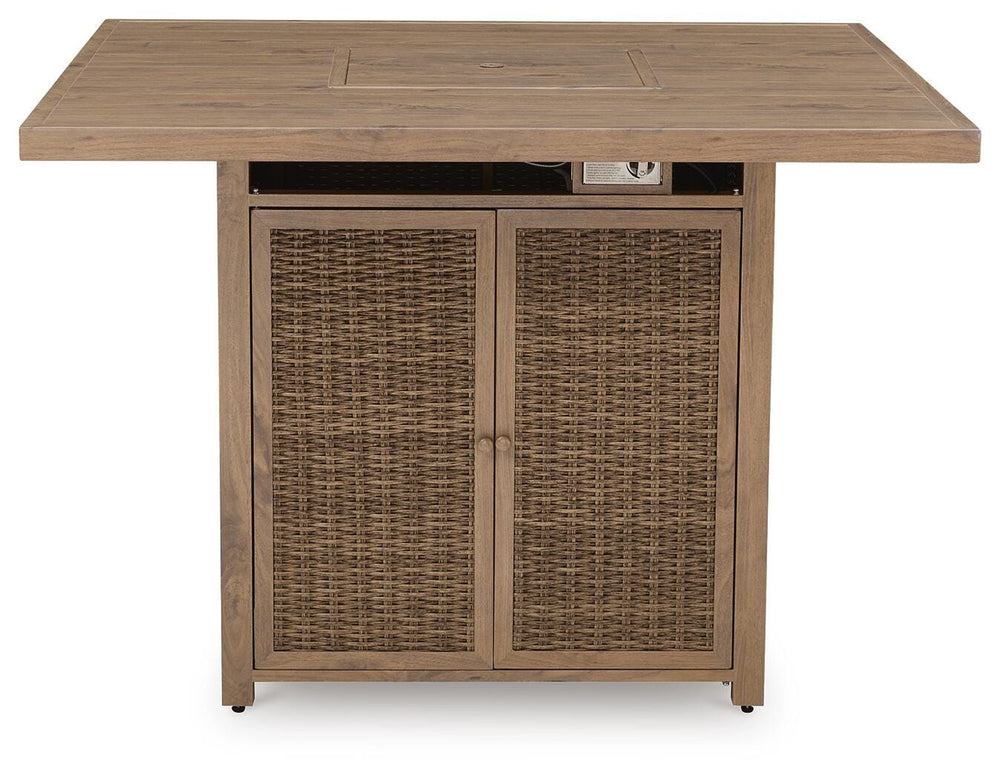 Walton Bridge Outdoor Bar Table with Fire Pit - Light Brown (4)