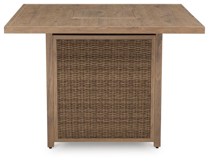 Walton Bridge Outdoor Bar Table with Fire Pit - Light Brown (5)