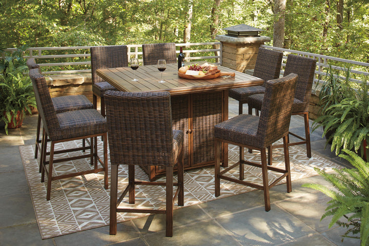 Paradise Trail Bar Table with Fire Pit - Light Brown (12)