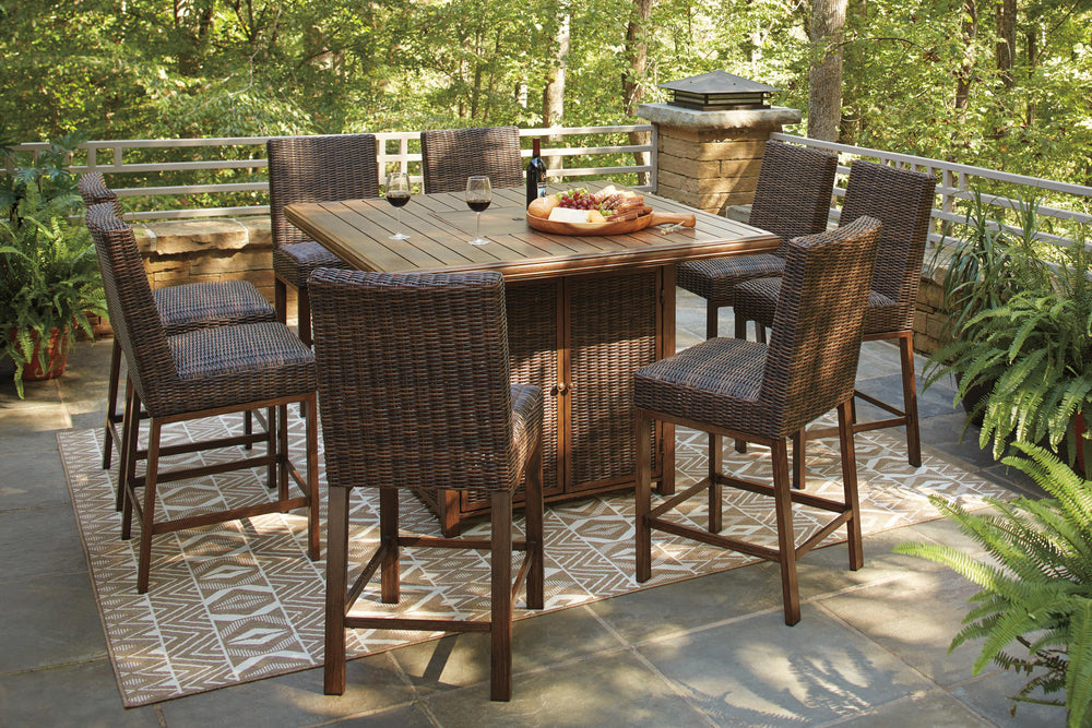 Paradise Trail Bar Table with Fire Pit - Light Brown (12)