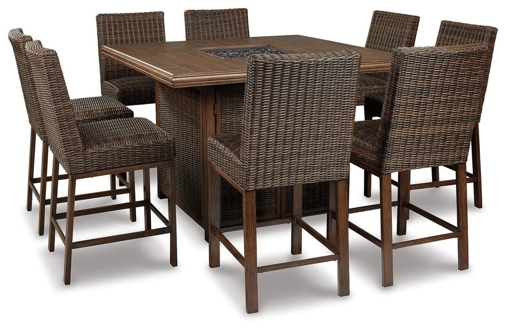 Paradise Trail Bar Table with Fire Pit - Light Brown (5)