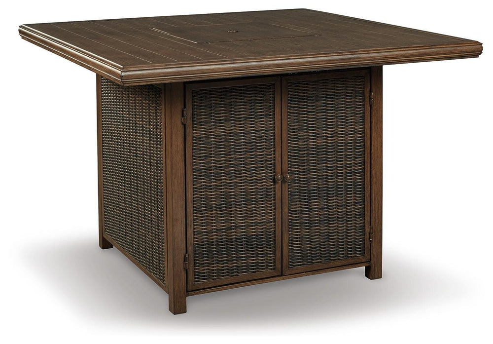 Paradise Trail Bar Table with Fire Pit - Light Brown (3)