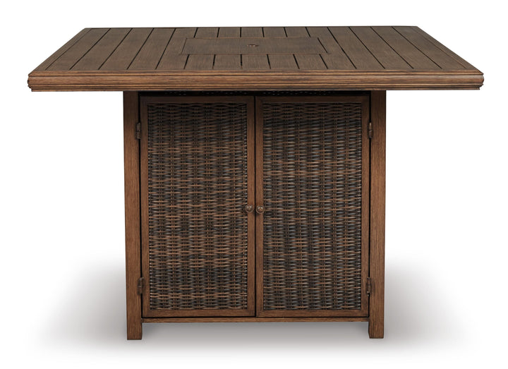 Paradise Trail Bar Table with Fire Pit - Light Brown (8)