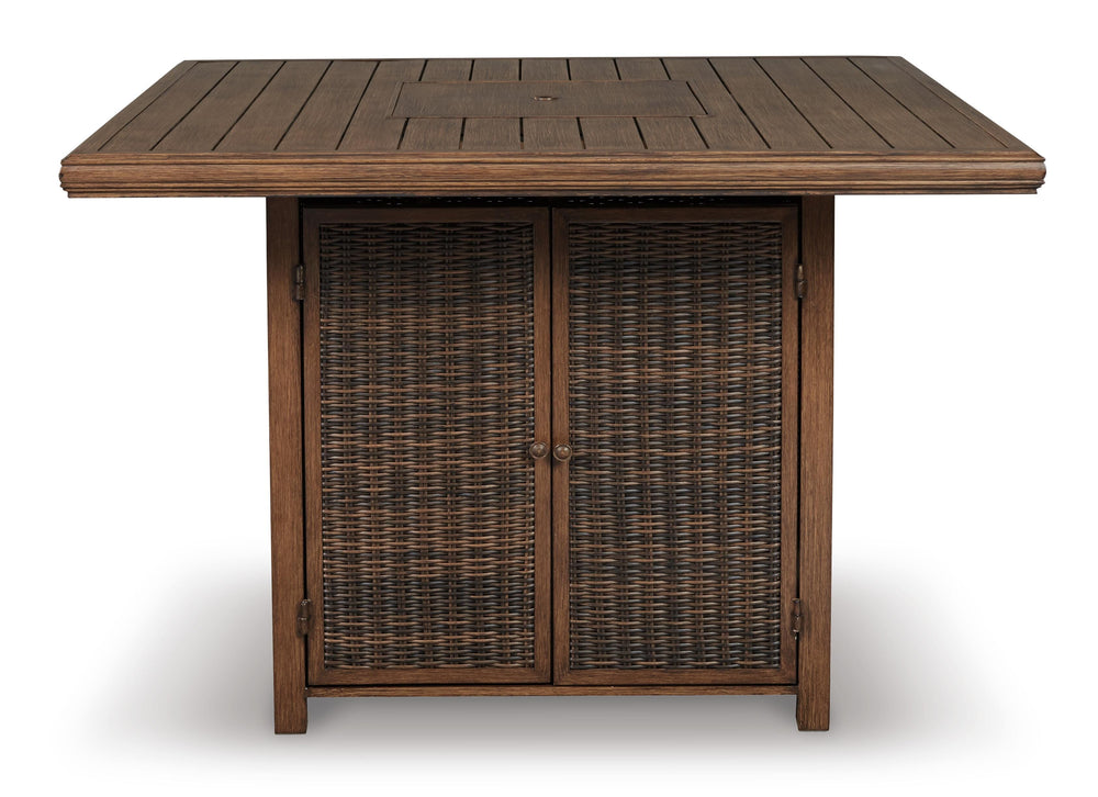Paradise Trail Bar Table with Fire Pit - Light Brown (8)