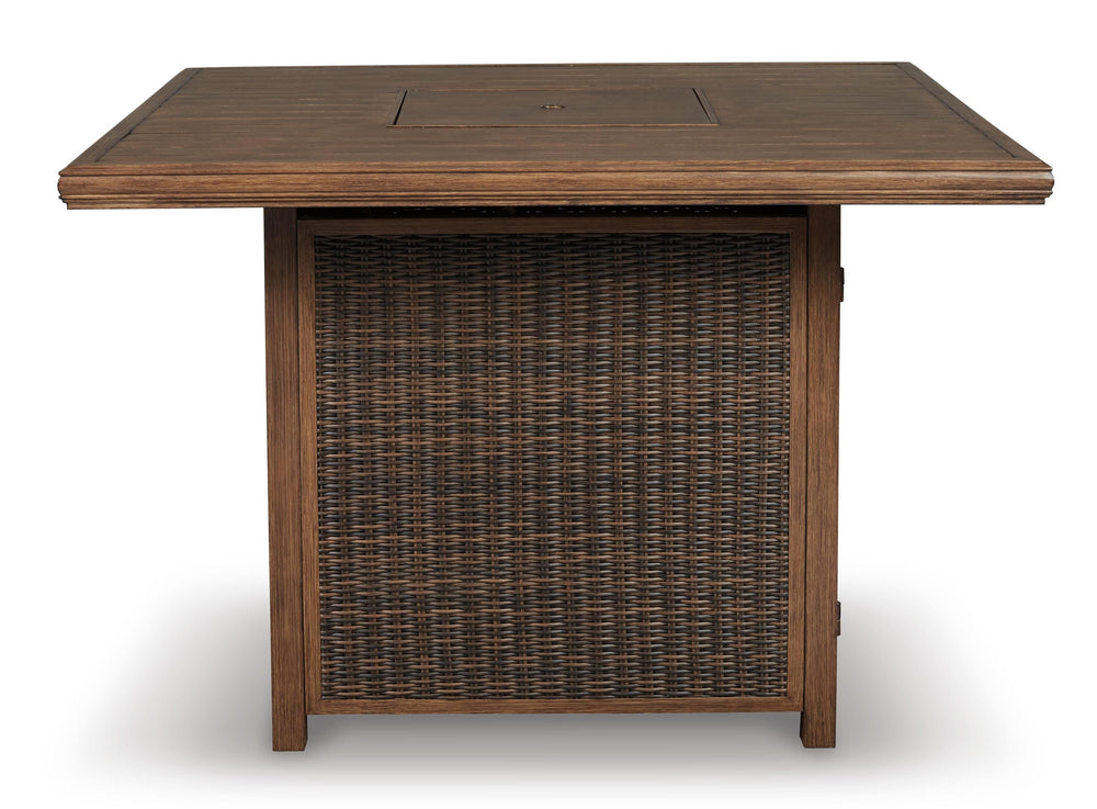 Paradise Trail Bar Table with Fire Pit - Light Brown (7)