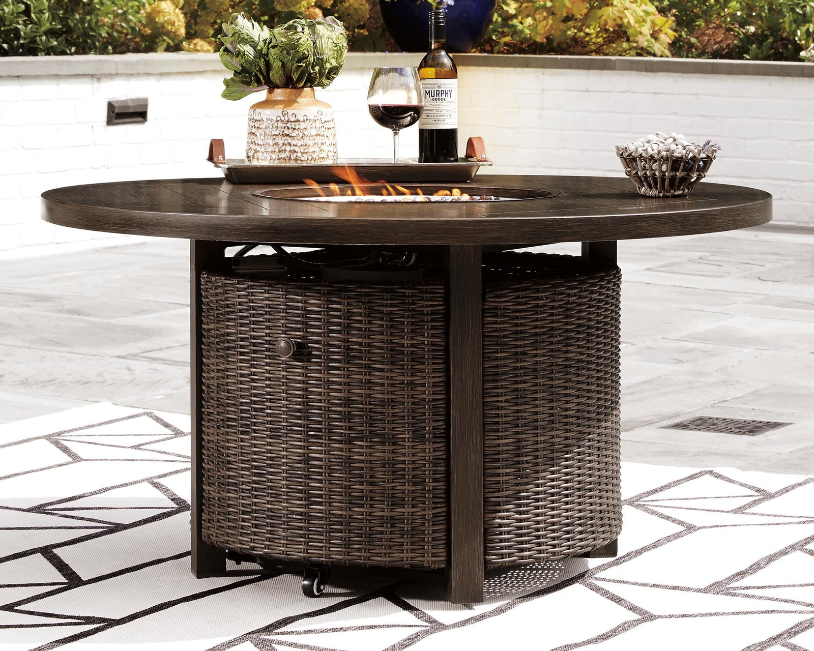 Paradise Trail Fire Pit Table - Light Brown (2)