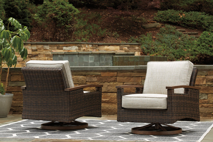 Paradise Trail Swivel Lounge Chair (Set of 2) - Light Brown (6)
