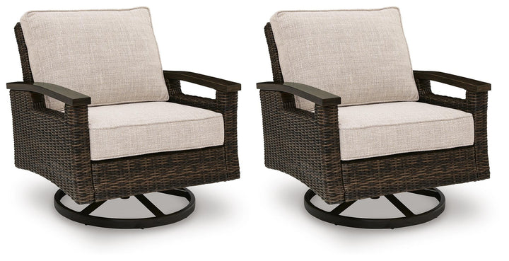 Monterey Point Outdoor Swivel Lounge Chair (Set of 2) - Dark Brown (1)