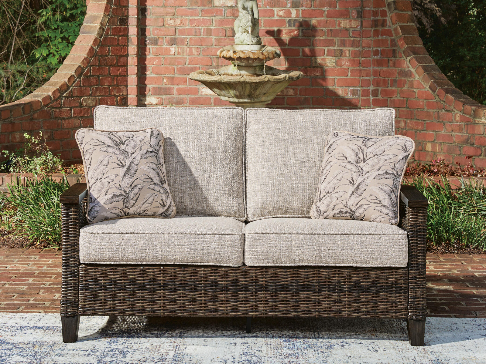Monterey Point Outdoor Loveseat with Cushion - Dark Brown (2)