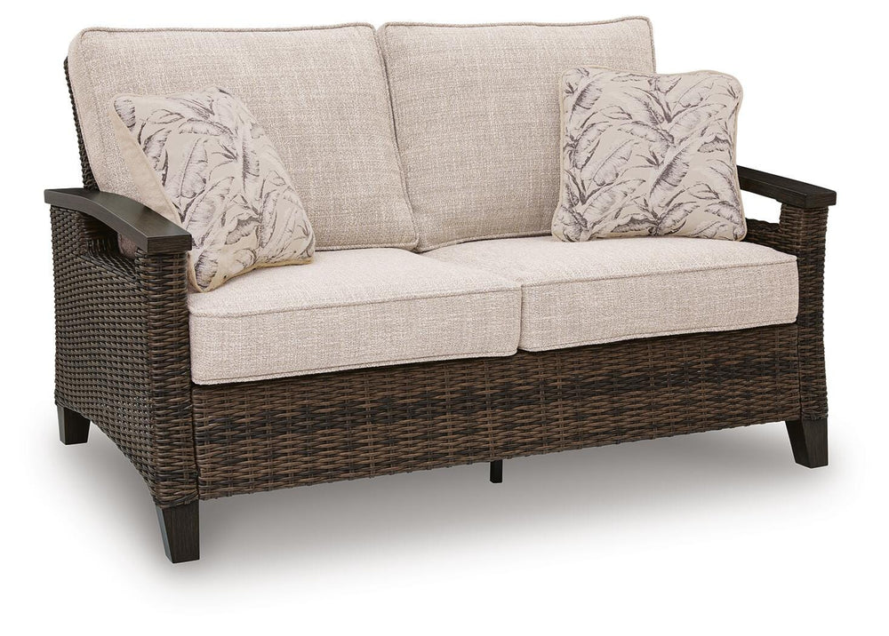 Monterey Point Outdoor Loveseat with Cushion - Dark Brown (1)