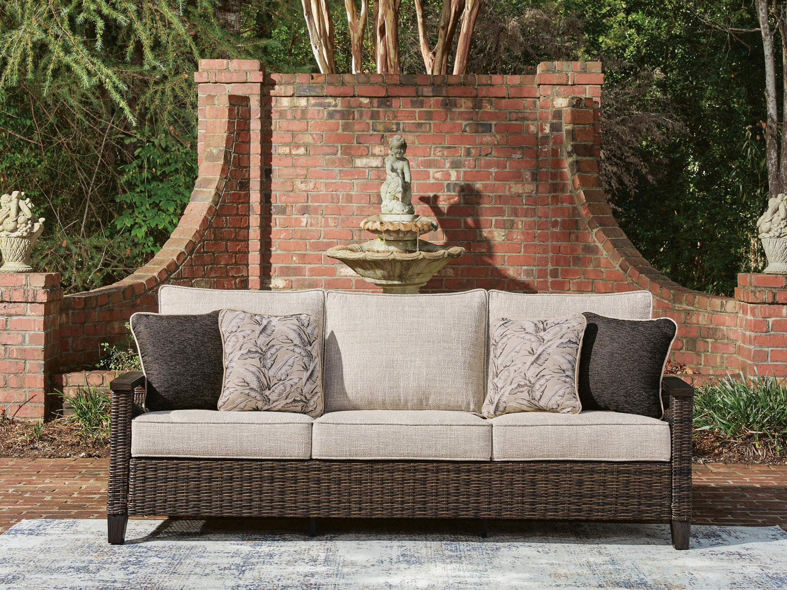 Monterey Point Outdoor Sofa with Cushion - Dark Brown (2)