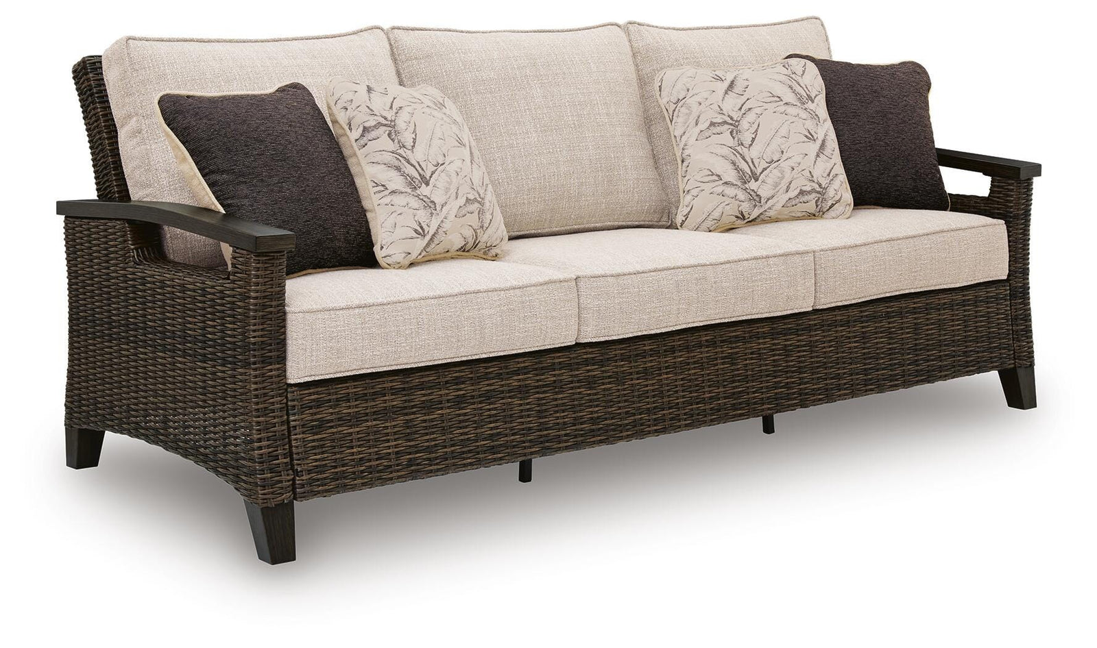 Monterey Point Outdoor Sofa with Cushion - Dark Brown (1)