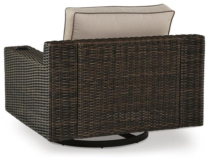 Coastline Bay Outdoor Swivel Lounge with Cushion - Dark Brown (5)