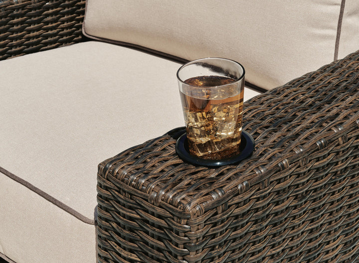 Coastline Bay Outdoor Swivel Lounge with Cushion - Dark Brown (6)
