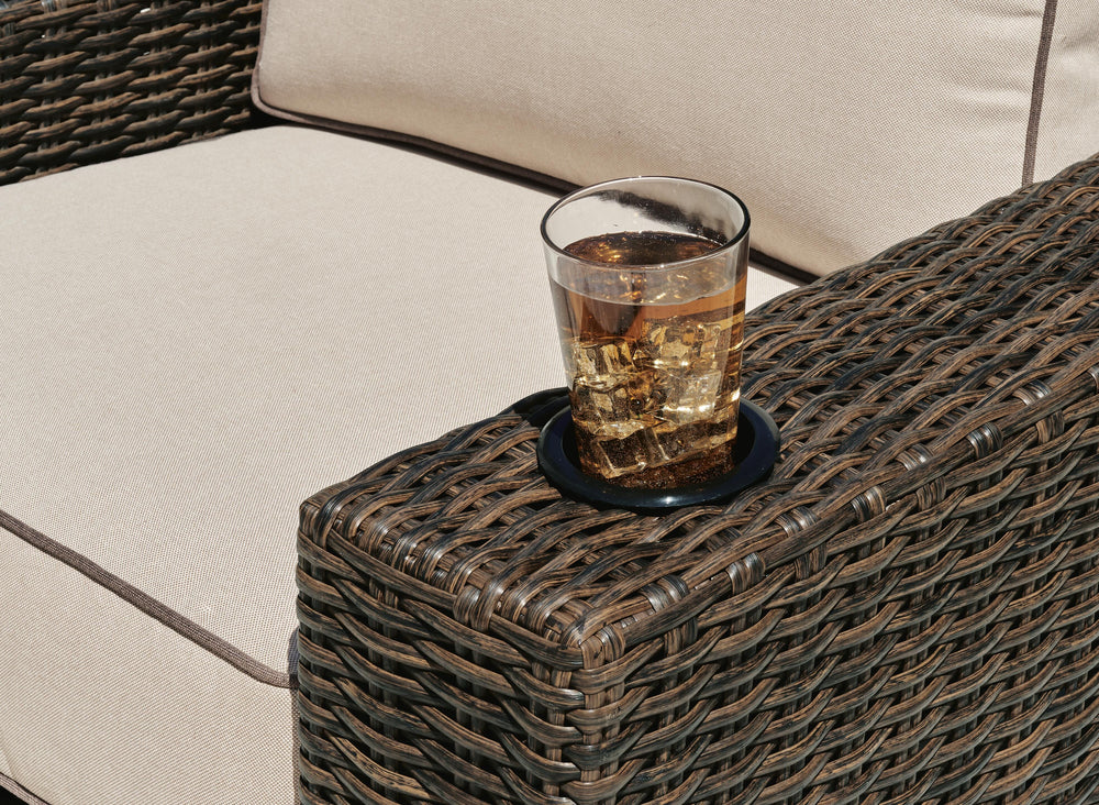 Coastline Bay Outdoor Swivel Lounge with Cushion - Dark Brown (6)