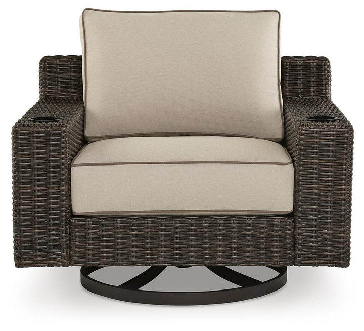 Coastline Bay Outdoor Swivel Lounge with Cushion - Dark Brown (3)