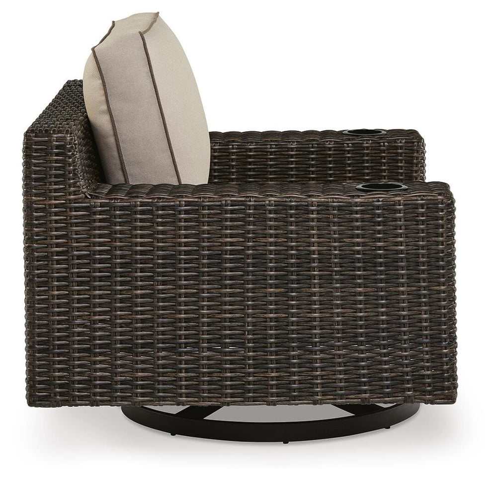 Coastline Bay Outdoor Swivel Lounge with Cushion - Dark Brown (4)