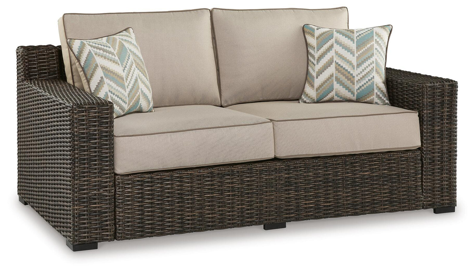 Coastline Bay Outdoor Loveseat with Cushion - Dark Brown (1)