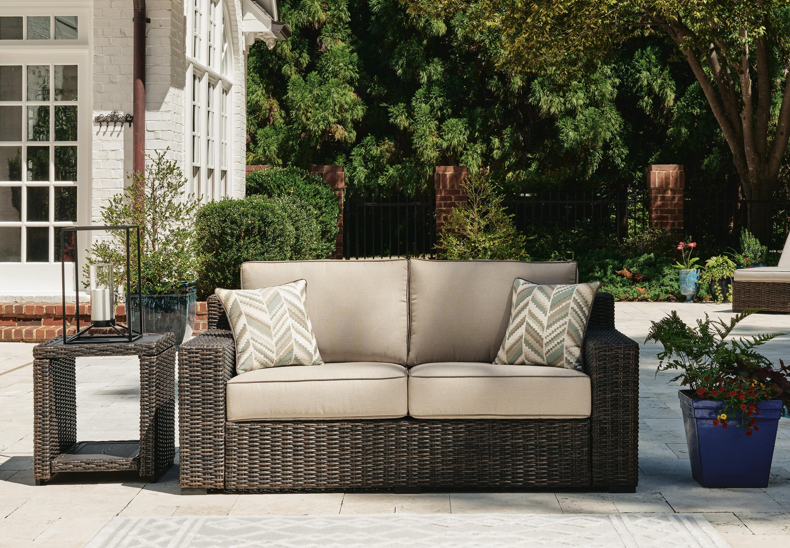 Coastline Bay Outdoor Loveseat with Cushion - Dark Brown (2)