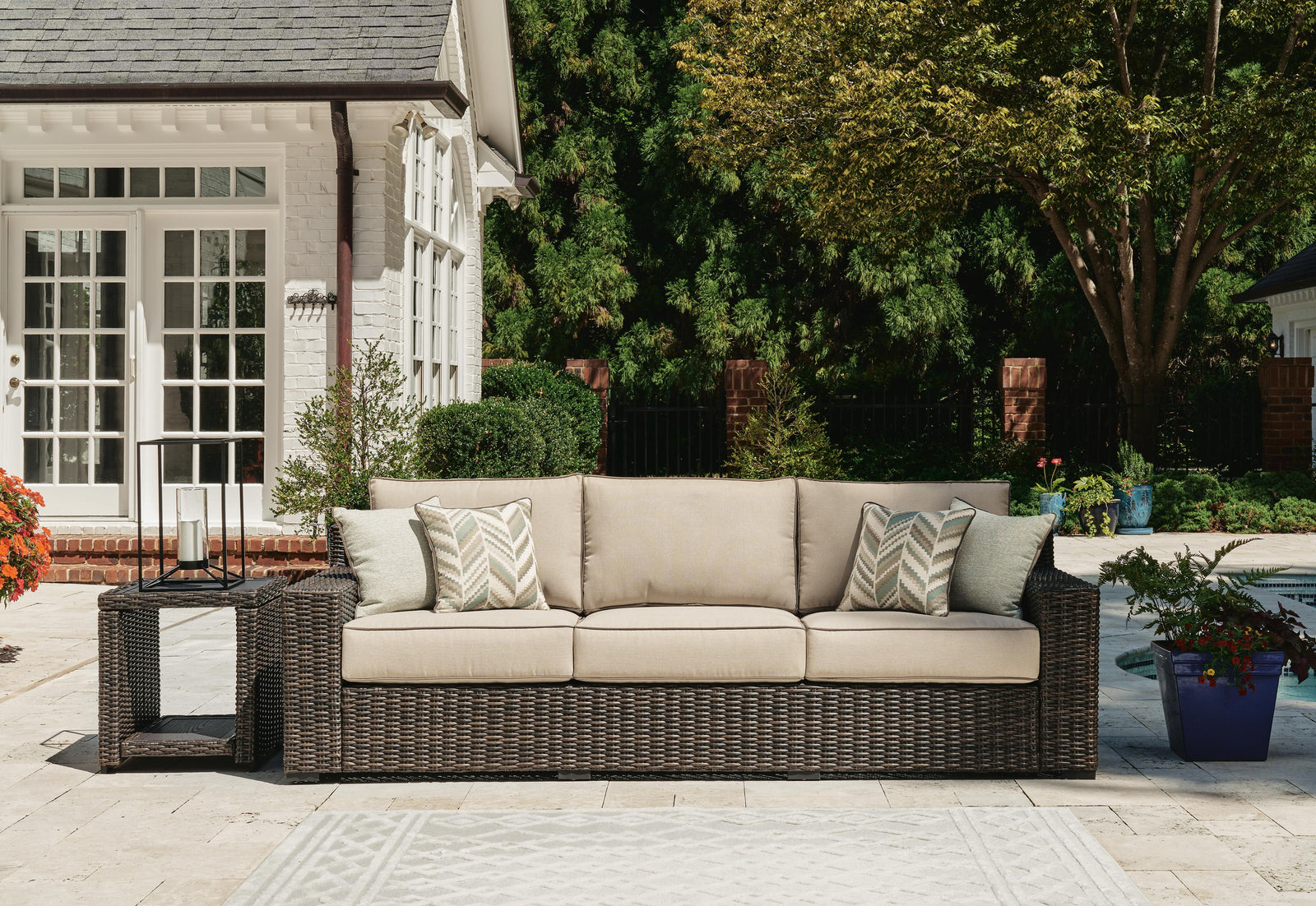 Coastline Bay Outdoor Sofa with Cushion - Dark Brown (2)