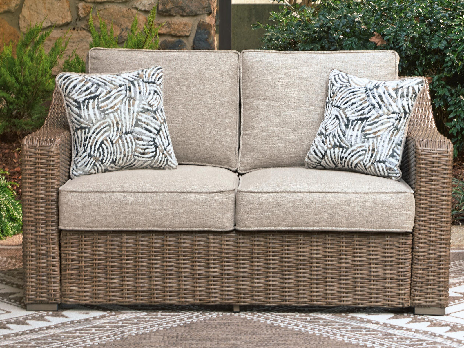Laguna Heights Outdoor Loveseat with Cushion - Beige (2)