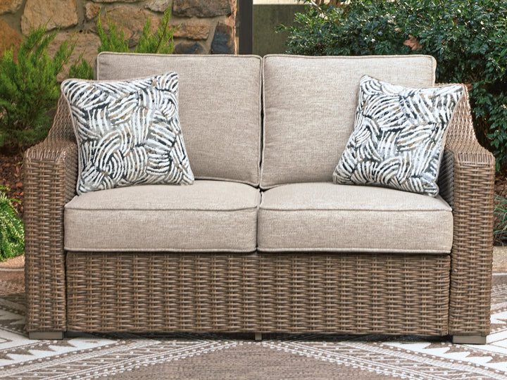 Laguna Heights Outdoor Loveseat with Cushion - Beige (2)