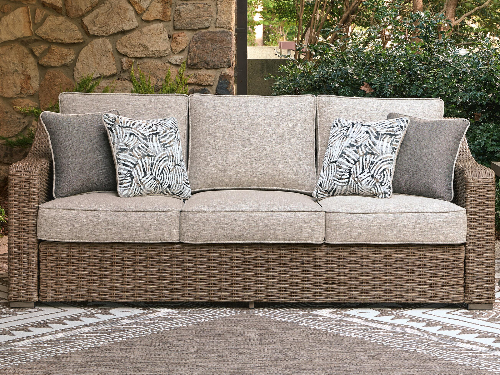 Laguna Heights Outdoor Sofa with Cushion - Beige (2)