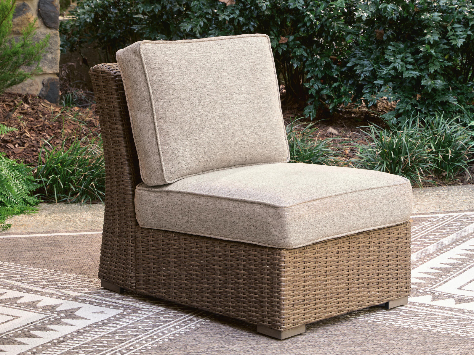 Laguna Heights Outdoor Armless Chair with Cushion - Beige (2)