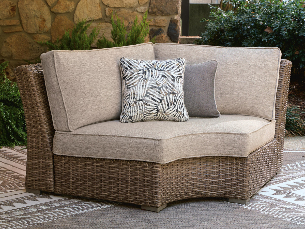 Laguna Heights Outdoor Curved Corner Chair with Cushion - Beige (2)