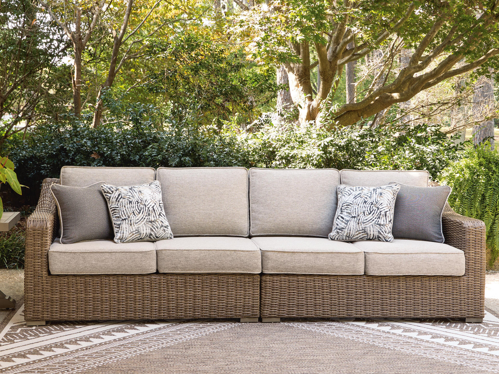 Laguna Heights Outdoor Right and Left-arm Facing Loveseat with Cushion (Set of 2) - Beige (2)