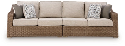 Laguna Heights Outdoor Right and Left-arm Facing Loveseat with Cushion (Set of 2) - Beige | Ashley Furniture