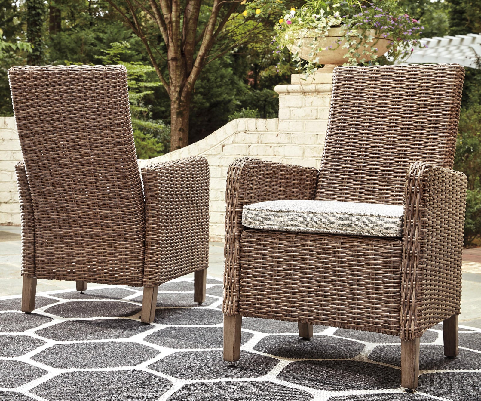 Beachcroft Outdoor Arm Chair with Cushion (Set of 2) - Beige (2)