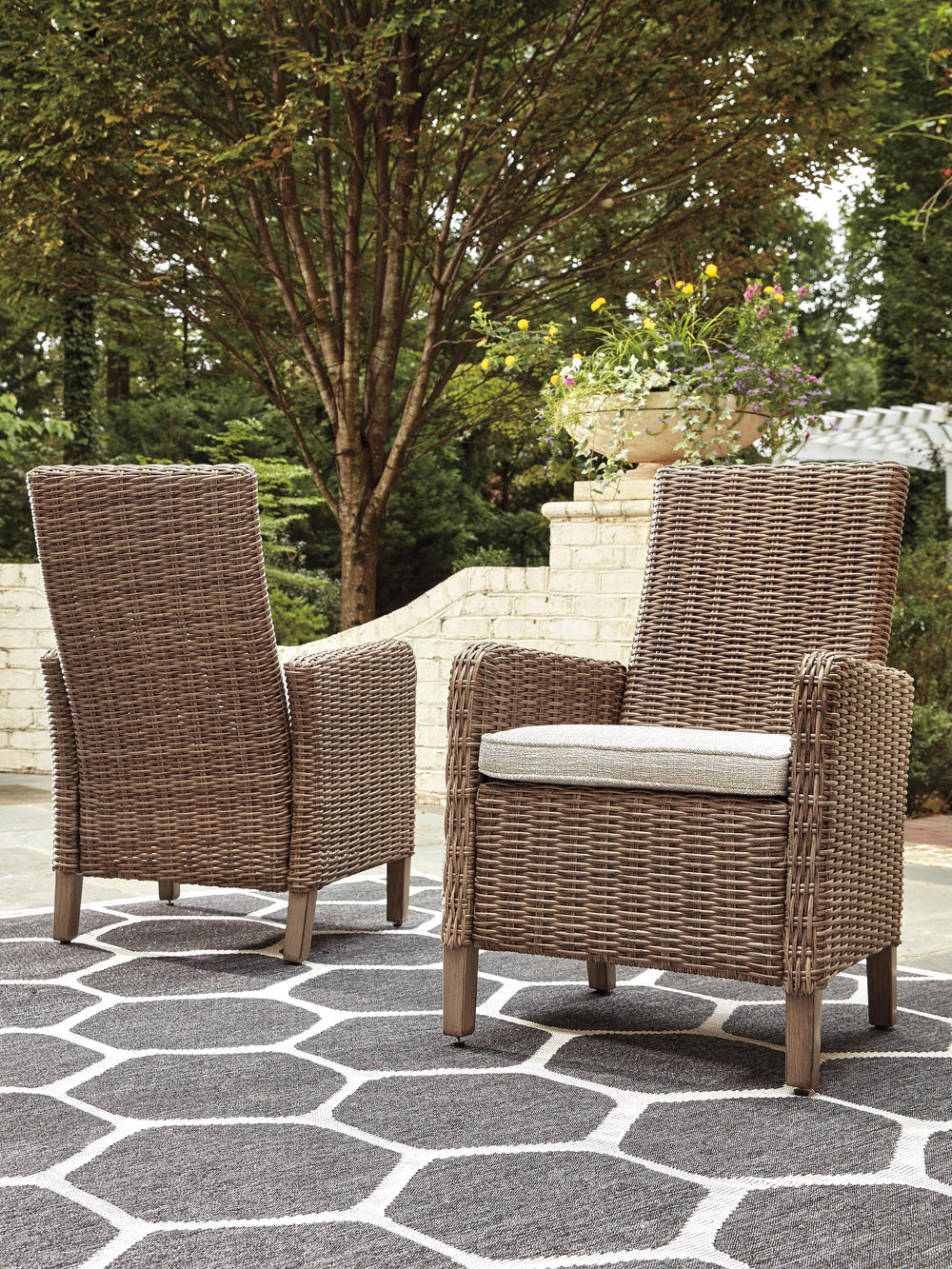 Beachcroft Outdoor Arm Chair with Cushion (Set of 2) - Beige (5)