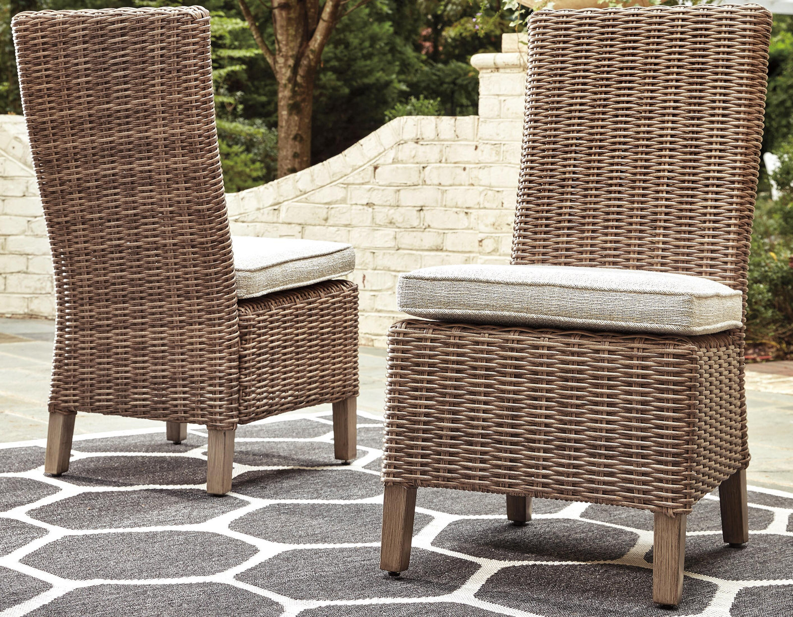 Beachcroft Outdoor Side Chair with Cushion (Set of 2) - Beige (1)