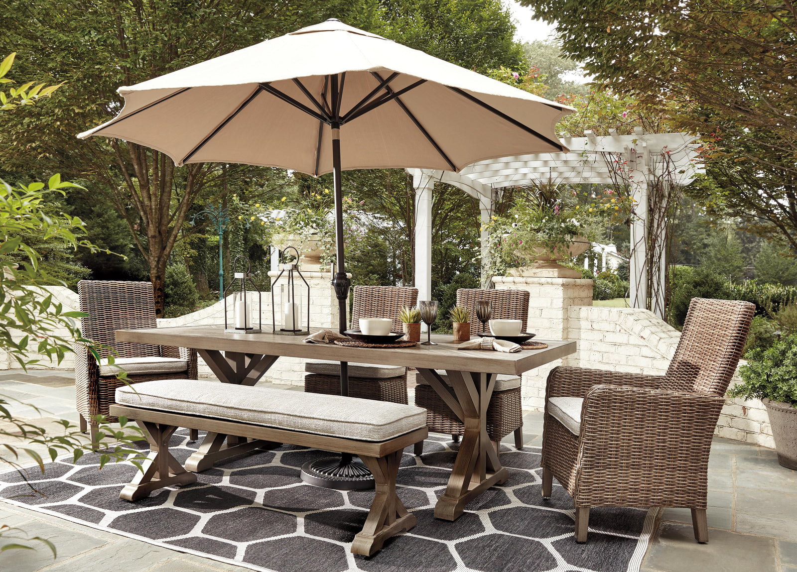 Beachcroft Outdoor Dining Table - Beige (2)