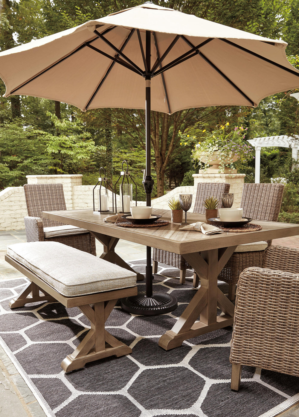 Beachcroft Outdoor Dining Table - Beige (6)