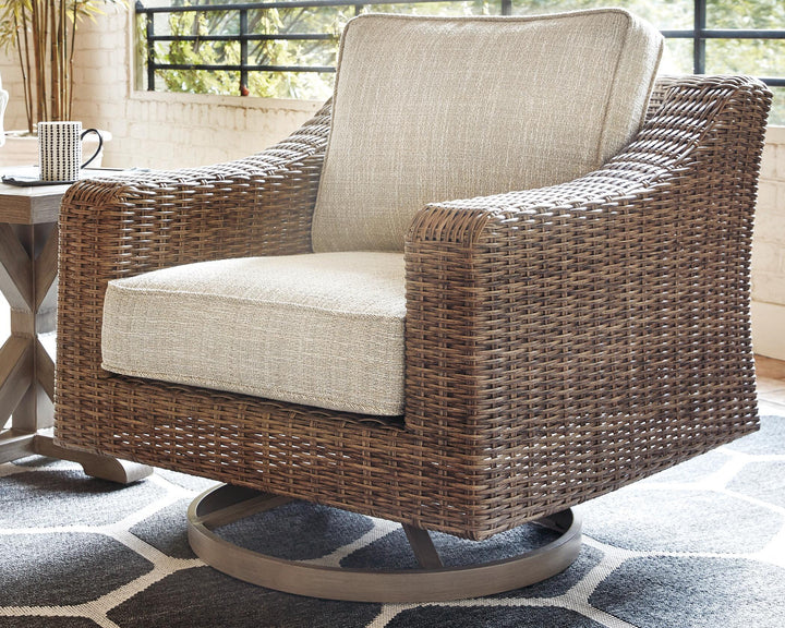 Beachcroft Outdoor Swivel Lounge with Cushion - Beige (2)