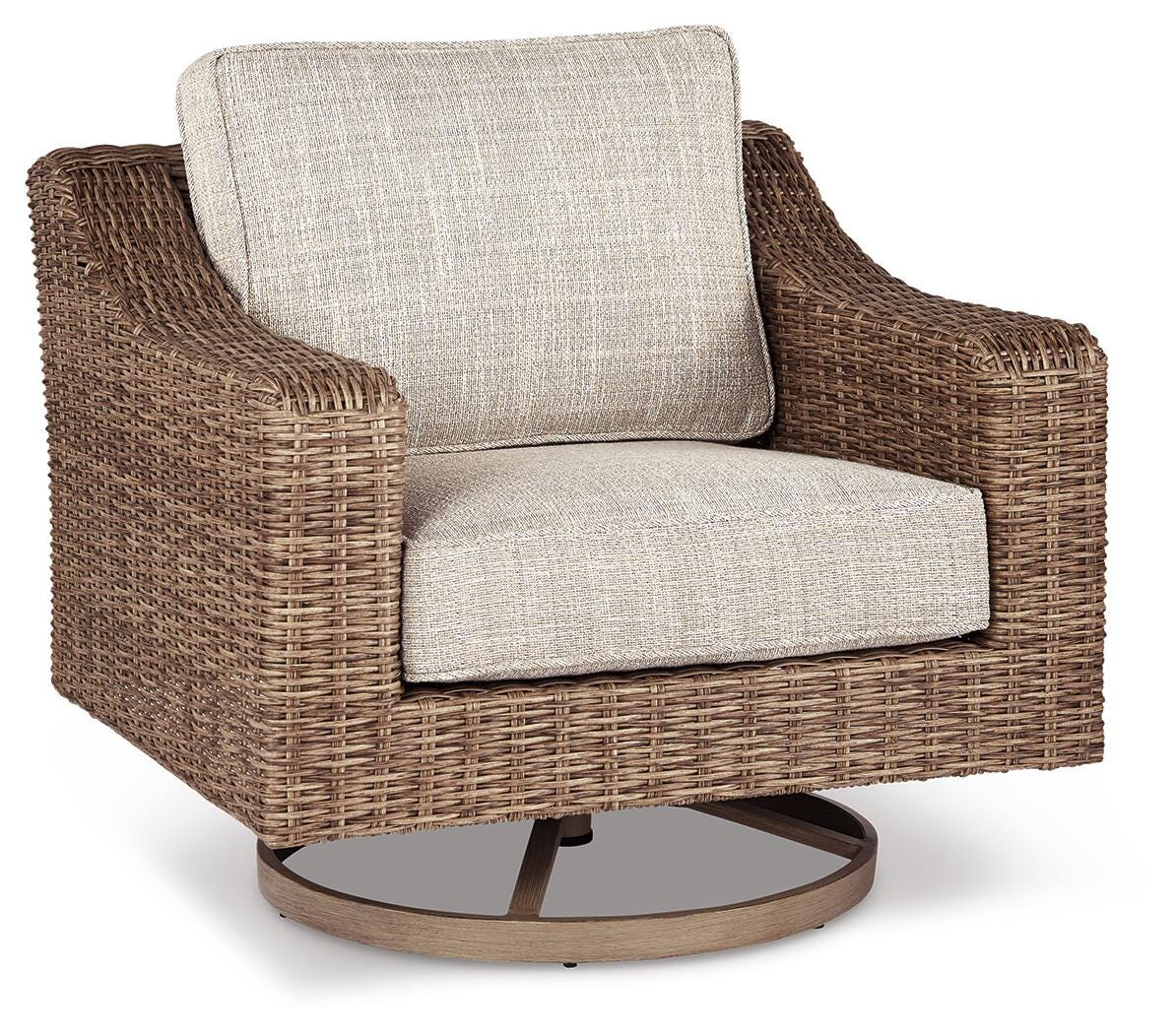 Beachcroft Outdoor Swivel Lounge with Cushion - Beige (1)