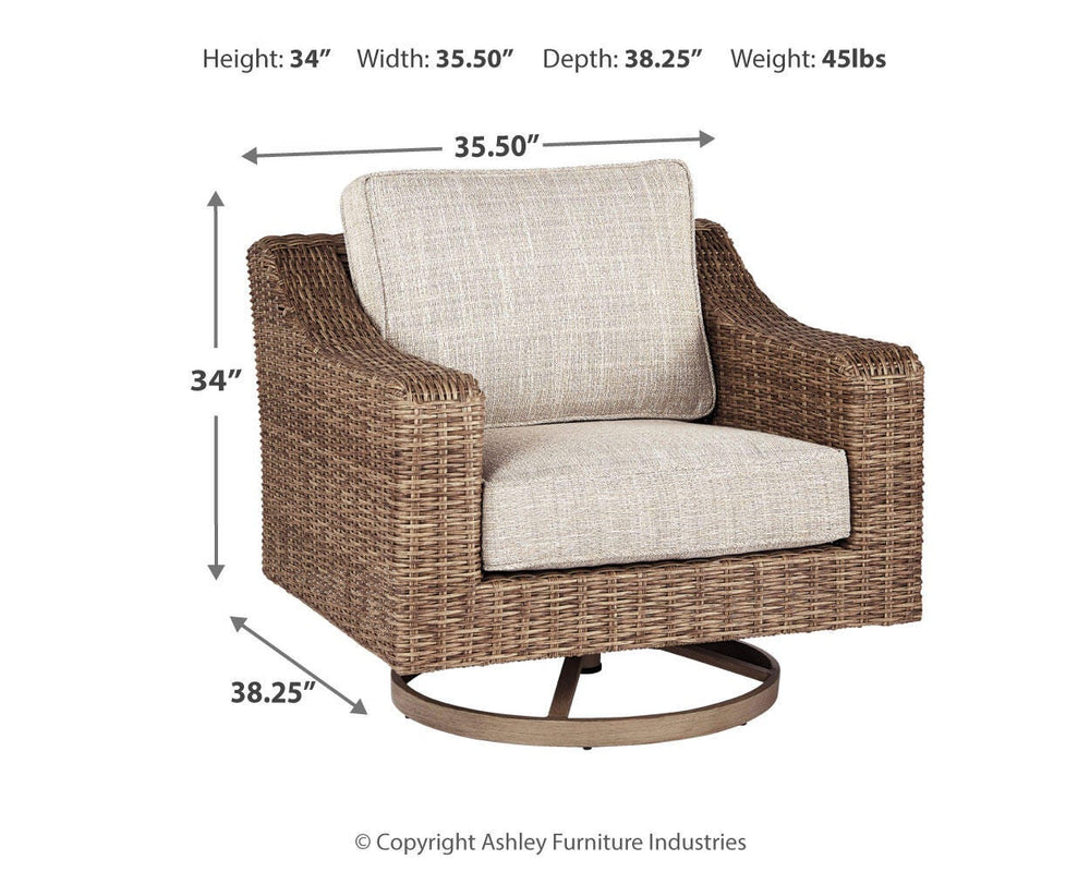 Beachcroft Outdoor Swivel Lounge with Cushion - Beige (4)