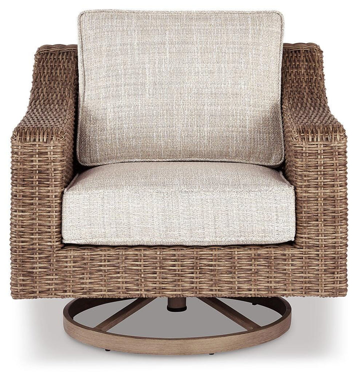 Beachcroft Outdoor Swivel Lounge with Cushion - Beige (3)