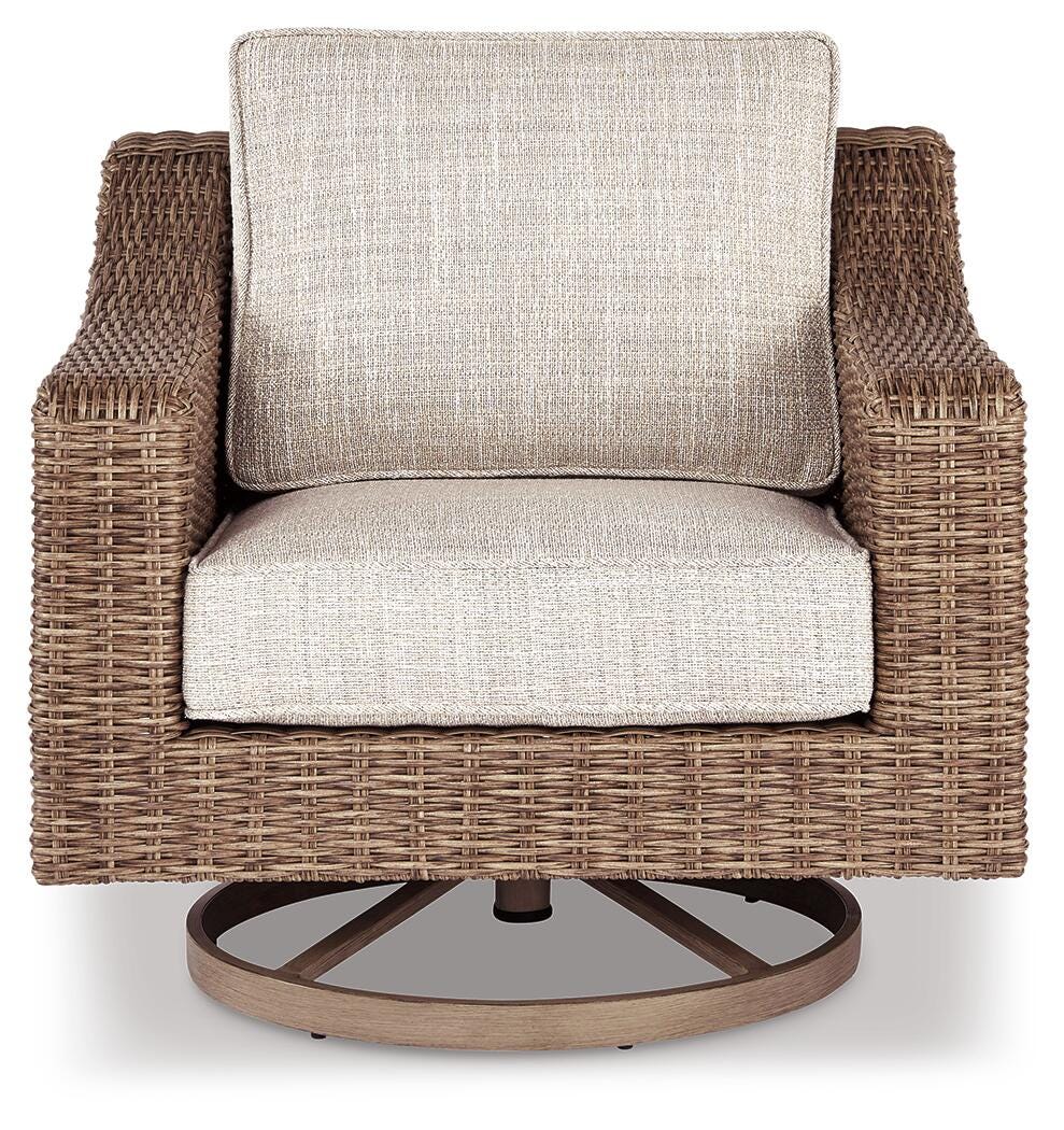 Beachcroft Outdoor Swivel Lounge with Cushion - Beige (3)
