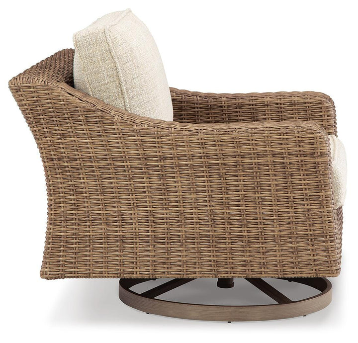Beachcroft Outdoor Swivel Lounge with Cushion - Beige (5)